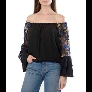 2X - HOST PICK Anna Cai Off Shoulder Embroidered Blouse